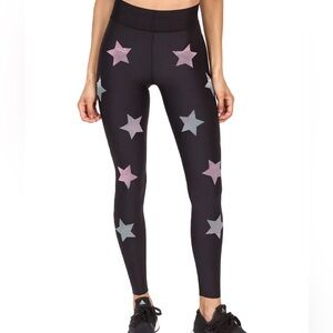 Ultracor Knockout Leggings Black/Halograph iridescent stars!